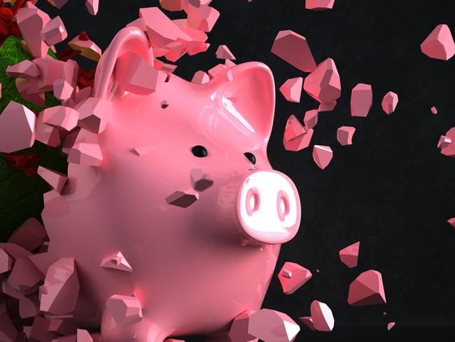 Piggy bank. destroyed savings. interest rate rise generic