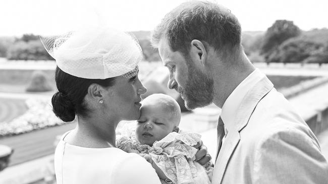 The official handout Christening photograph released by Meghan and Harry. Picture: Chris Allerton / AFP.