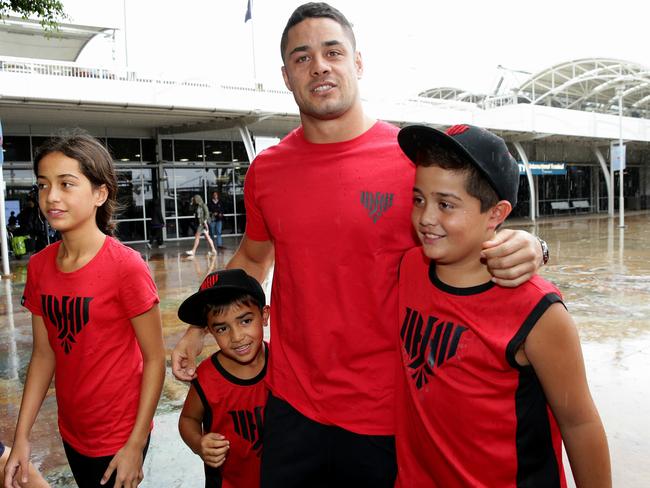 Jarryd Hayne has arrived home in Sydney.