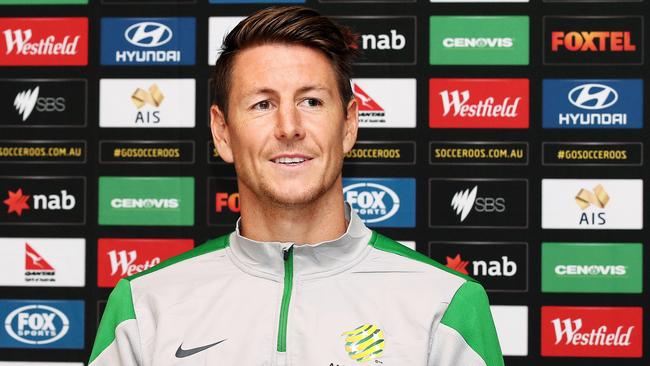 The Socceroos trained this morning at Olympic Park ahead their coming matches for the Asian cup. Pictured is Nathan Burns Picture: Paul Loughnan