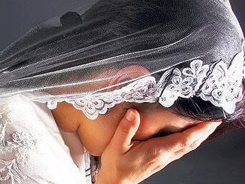 Unhappy bride in forced marriage