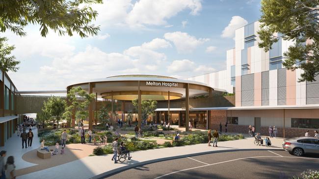 An artist's impression of the new $900m Melton Hospital scheduled to open in 2029. Picture: Supplied