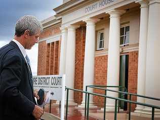 GUILTY: Peter Fitzgerald and the Gympie District Court, where he pleaded guilty today to assault occasioning bodily harm during a Gympie Pony Club event at his equestrian centre. Picture: Renee Albrecht