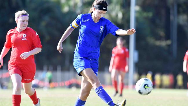 Football Queensland Community Cup carnival, Maroochydore. U15-17 girls, Metro South V Central Coast. Picture: Patrick Woods.