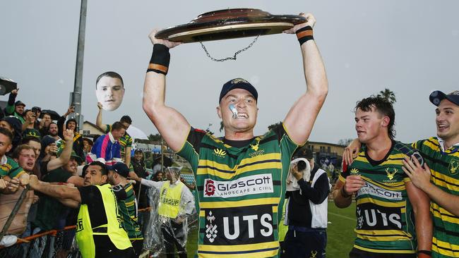 Gordon celebrating after beating Eastwood for the 2020 Shute Shield with the decider played at Leichhardt Oval.