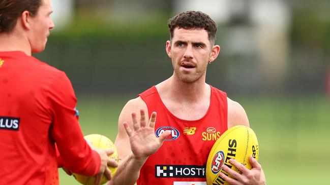 GOLD COAST, AUSTRALIA - JULY 09: Sam Flanders of the Suns during a Gold Coast Suns AFL training session at Austworld Centre Oval on July 09, 2024 in Gold Coast, Australia. (Photo by Chris Hyde/Getty Images)