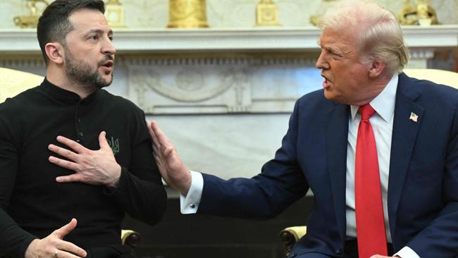 TOPSHOT - US President Donald Trump and Ukraine's President Volodymyr Zelensky meet in the Oval Office of the White House in Washington, DC, February 28, 2025. Zelensky on February 28 told Trump there should be 