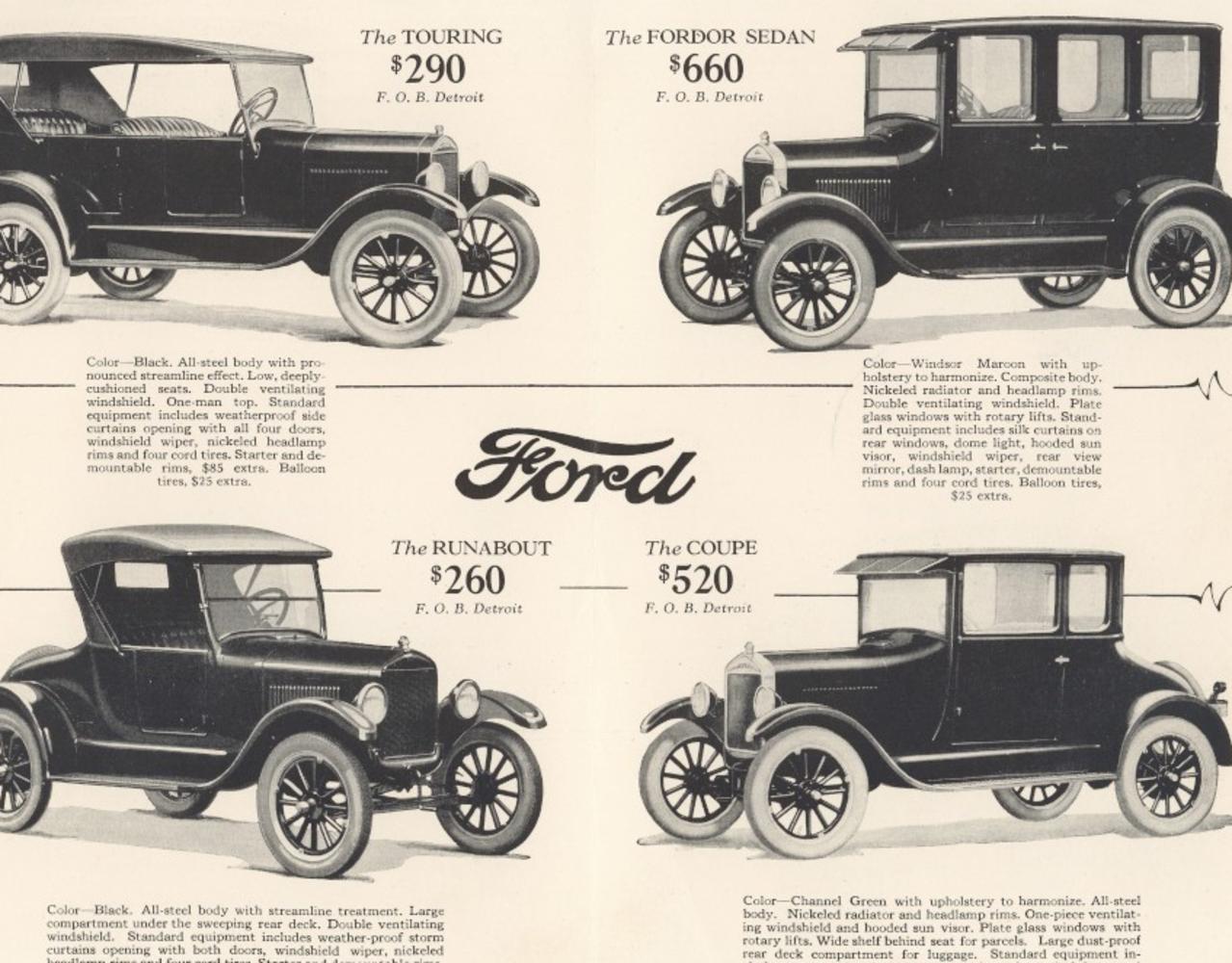 The cost of cars back in the day.