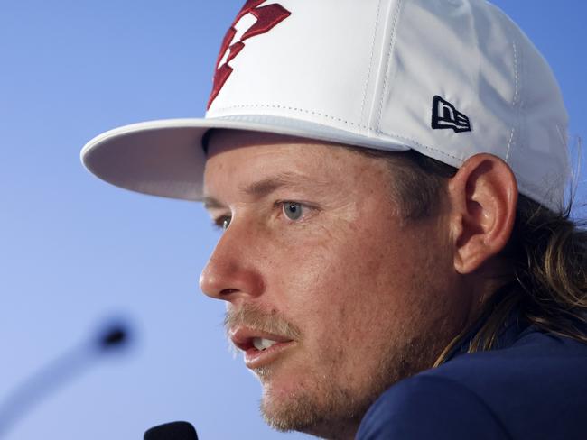 MELBOURNE, AUSTRALIA - NOVEMBER 27: Cam Smith speaks to the media prior to the ISPS Handa Australian Open 2025 at Kingston Heath Golf Club on November 27, 2024 in Melbourne, Australia. (Photo by Darrian Traynor/Getty Images)