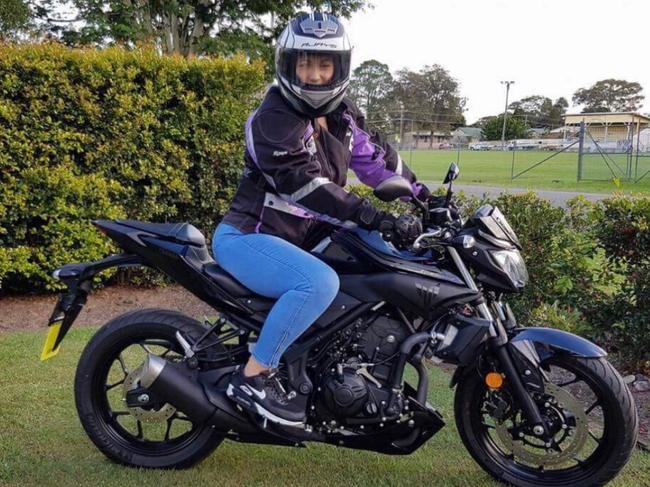 A recent photo of Amy Connors on her motorbike.