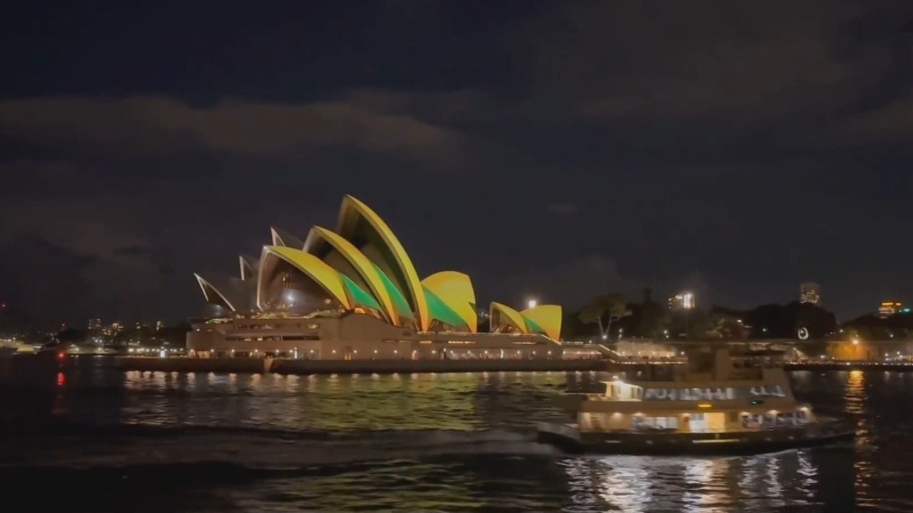 Sydney Opera House shines green and cold in support of the Matildas