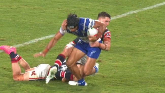 Radley was sin binned for this. Photo: Fox Sports