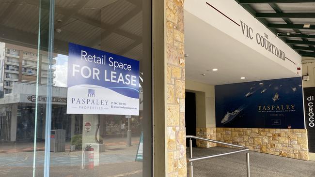 For Lease signs in the Vic Courtyard in Smith St. Picture: Natasha Emeck