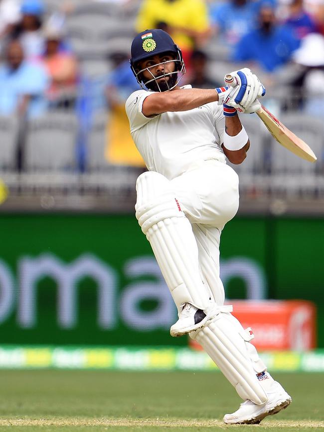 Kohli plays a shot. Picture: AFP