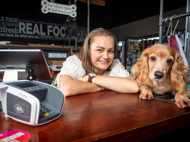 The final round of MyDarwin begins at midnight on Wednesday. Aussie pooch Nutrition and Wellbeing owner Hannah Bohlin said it has been a great program so far and welcomes the next round of funding. Picture: Che Chorley