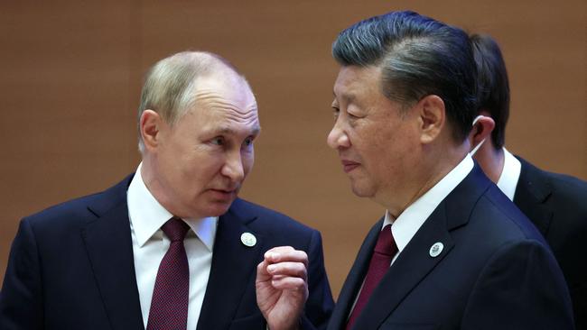 Russian President Vladimir Putin with his Chinese counterpart Xi Jinping. Picture: AFP