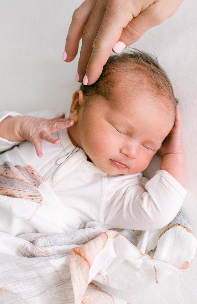 Liz Cantor’s new baby Sky at Pindara Private Hospital Gold Coast. Picture: Pindara Private Hospital/Lana Bell Photography.