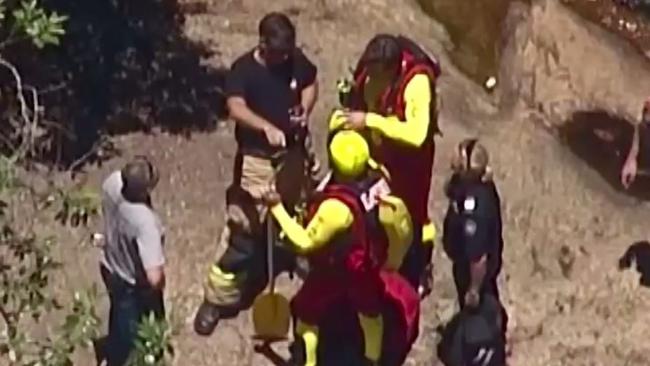 Emergency services searching for a man after he failed to resurface at the Killarney Glen waterhole. Photo: Channel 9