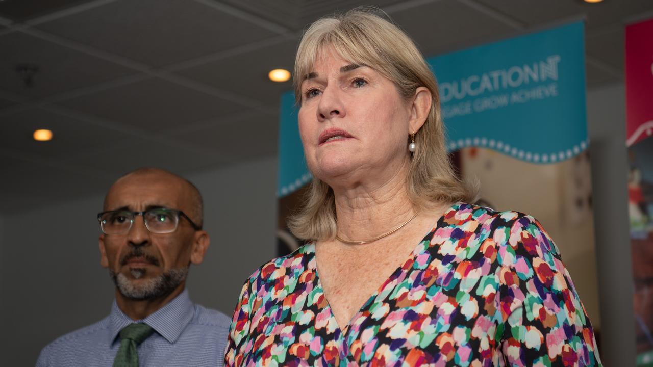 Education Minister Eva Lawler and Education Department deputy chief executive Saeed Amin said NT students' NAPLAN 2023 results were concerning but had a plan to improve the Territory's report card. Picture: Pema Tamang Pakhrin