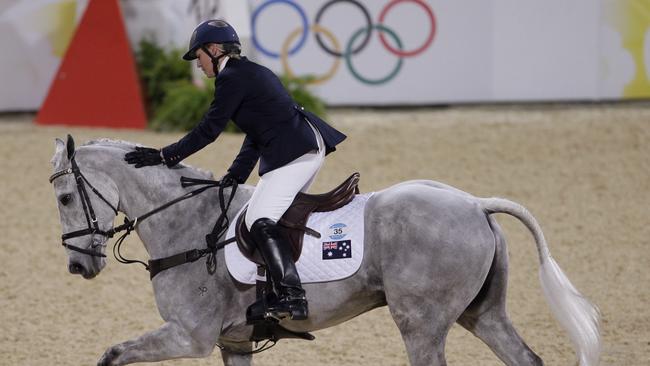 Question 7: Australian rider Megan Jones with her horse Irish Jester at the Beijing Olympics. Picture: AP