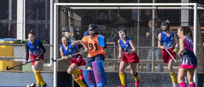 Toowoomba 1 vs Brisbane. Hockey Queensland Championship at Clyde Park, Toowoomba. Saturday, May 1, 2021. Picture: Nev Madsen.