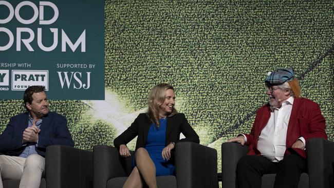 Liam Leneghan, managing director, goFARM Australia, Kristina Hermanson, head of APAC and Africa, managing director at Nuveen Natural Capital and David Williams, managing director, Kidder Williams at The Australian Global Food Forum 2023. Picture: Arsineh Houspian.