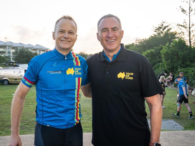 Australian of the Year Richard Scolyer and TV presenter Mark Beretta will take part in this year's Tour de Cure fundraising event in Tasmania. Picture: Supplied