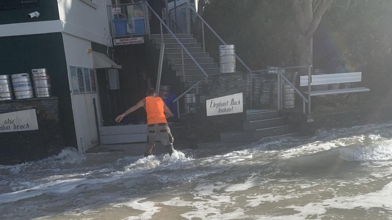 Currumbin Surf Club staffer ‘Rambo’ in his gum boots in the carpark. Picture: Greg Stolz