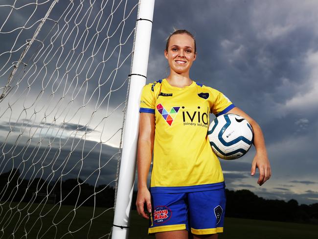 Gemma Hicks  (Broadbeach)  preparing for the BWPL season launch .Photograph : Jason O'Brien