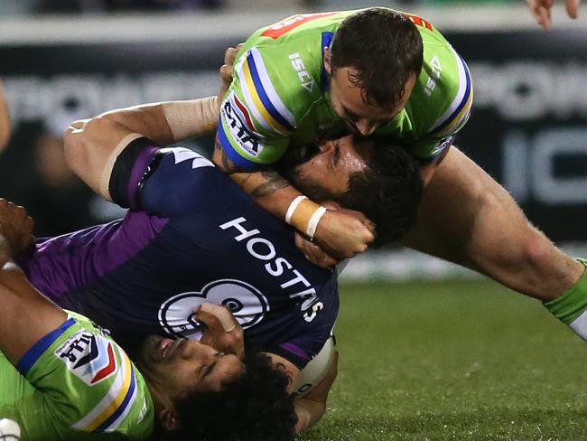 Josh Hodgson has been charged for this sickening tackle on Bromwich. Picture: Kym Smith