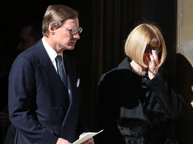 Anna Wintour departs the funeral of fashion designer Oscar De La Renta at St. Ignatius of Loyola.