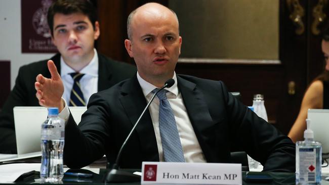 NSW Treasurer Matt Kean answers questions during Budget Estimates on Monday. Picture: NCA Newswire/ Gaye Gerard