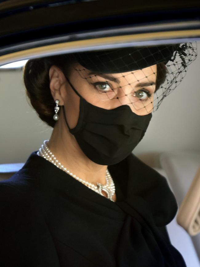 The then-Duchess of Cambridge Catherine in another iconic photograph at the funeral of Prince Philip. Picture: Chris Jackson/WPA Pool/Getty Images