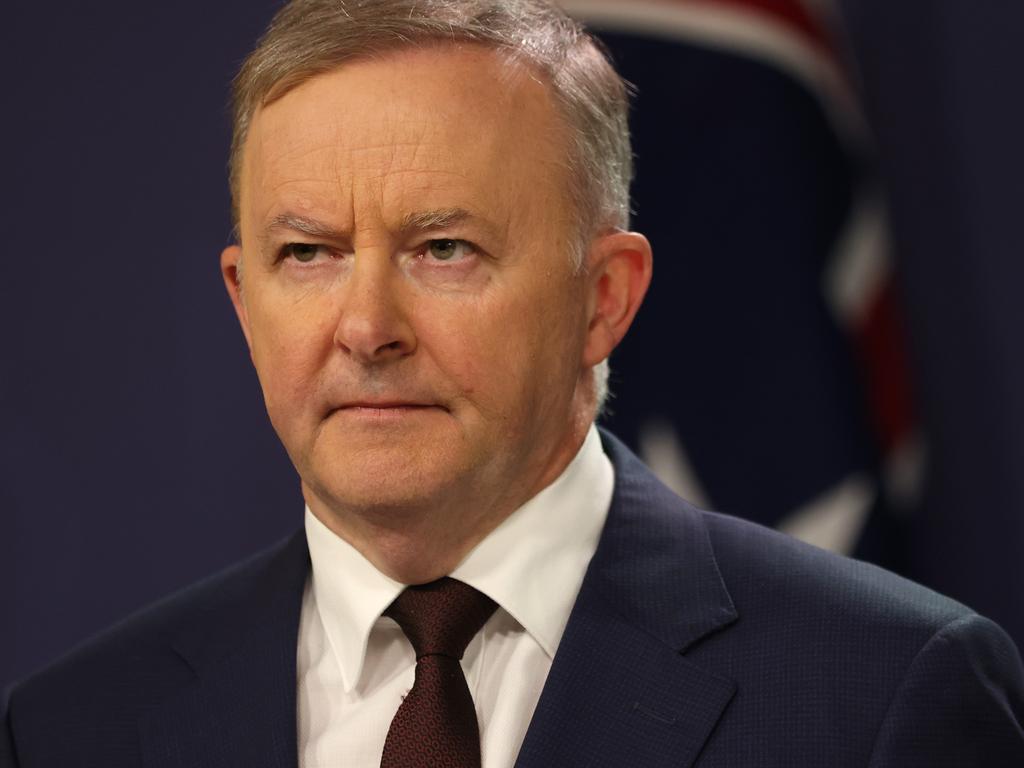 SYDNEY, AUSTRALIA - NewsWire Photos APRIL 30, 2021: Anthony Albanese leader of the Australian Labor party pictured speaking at at press conference, Sydney CBD.Picture: NCA NewsWire / Damian Shaw