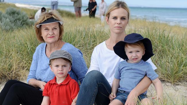 Coastal Ecology Protection group spokeswoman Monique Webber with mum Wendy (left) and sons Tennyson and William.