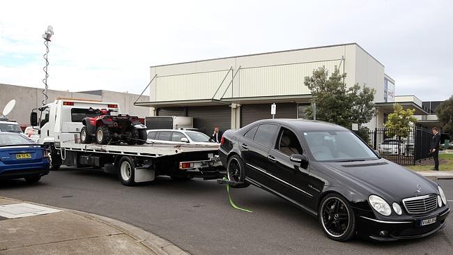 Police towed away a motorbike, quad bike and Mercedes Benz from a Williamstown business.