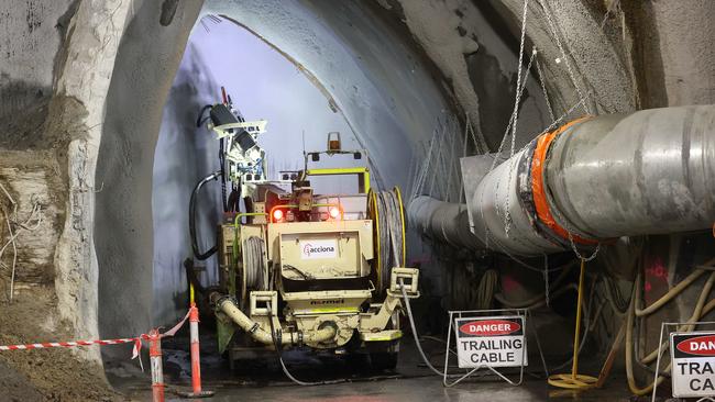 The Adelaide Street tunnelling is being done as close as three metres from the surface. Picture: Liam Kidston