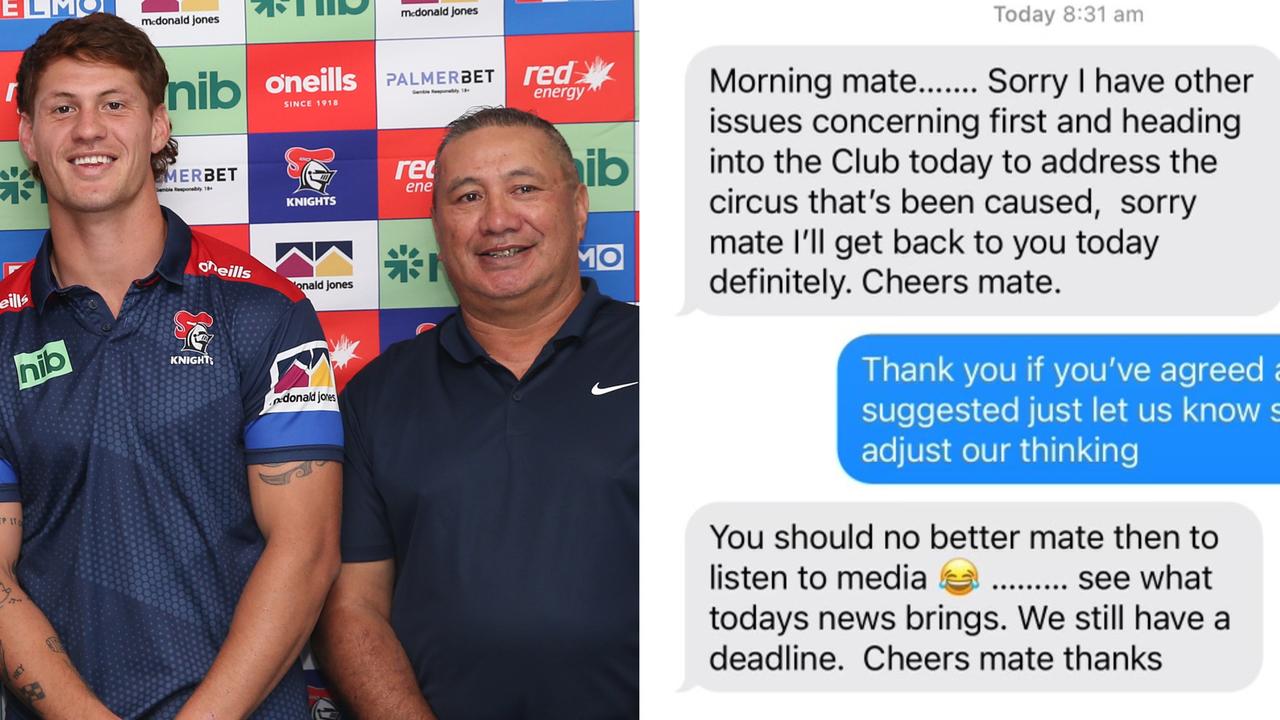 Text messages have been revealed from Kalyn Ponga's dad to the Dolphins.