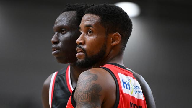 GOLD COAST, AUSTRALIA - SEPTEMBER 10: Bryce Cotton of the Wildcats looks on during the 2024 NBL Blitz match between Illawarra Hawks and Perth Wildcats at Gold Coast Sports and Leisure Centre on September 10, 2024 in Gold Coast, Australia. (Photo by Matt Roberts/Getty Images)