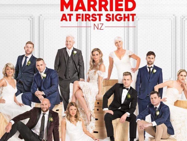 Andrew (standing, far left) with the rest of the MAFS cast.