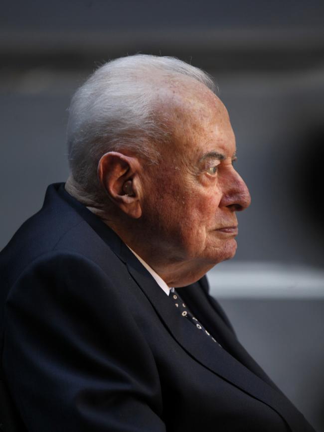 Gough Whitlam as he arrives at the memorial service for his wife Margaret Whitlam, St James Church, Sydney.