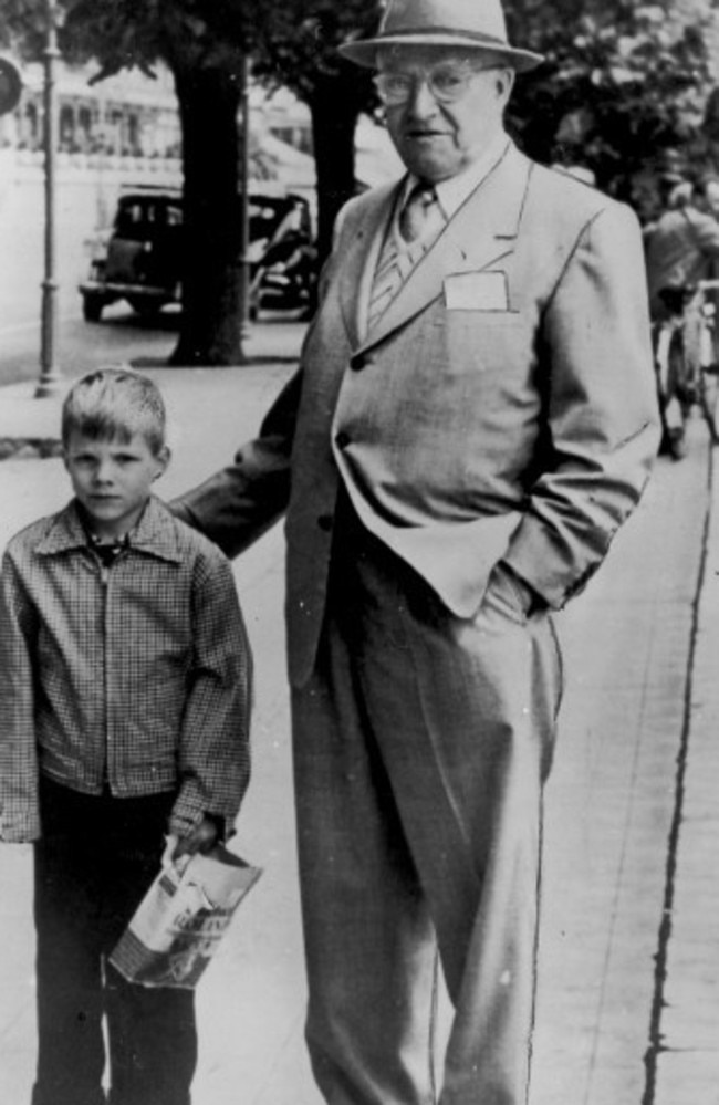 Bobby Greenlease, 6, with his father Robert C. Greenlease Sr, 71, just before the boy’s kidnap in 1953.