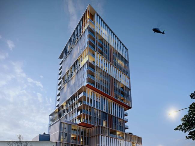 Artist's impression of a mixed-use development proposed for 79 Bathurst St, Liverpool. Picture: Planning documents prepared by Allen Jack+Cottier Architects