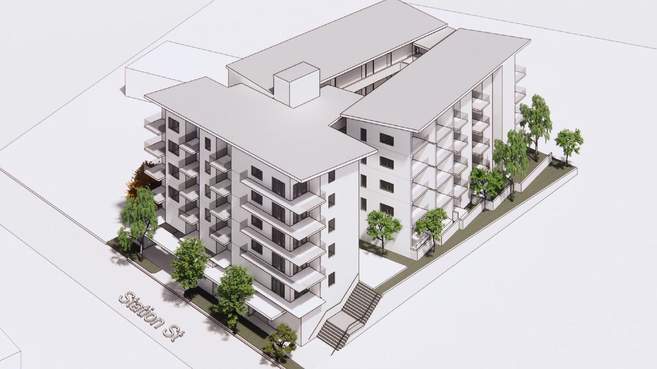 Concept art for a new social and affordable housing project planned for Station Street in the Toowoomba CBD. Designs by Arkefield.