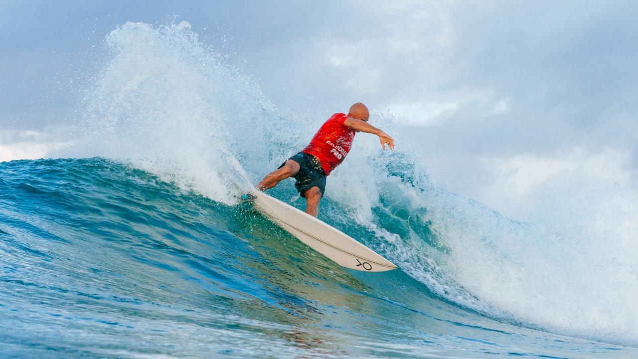 GOLD COAST, QUEENSLAND, AUSTRALIA - APRIL 27: Eleven-time WSL Champion Kelly Slater of the United States surfs in the Snapper World Champs Heat at the Bonsoy Gold Coast Pro on April 27, 2024 at Gold Coast, Queensland, Australia. (Photo by Andrew Shield/World Surf League)