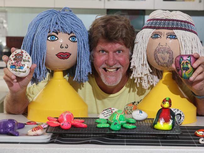 Main Beach locals are devastated after their beloved Ã¢â¬ËTurning PointÃ¢â¬â¢ was demolished by council. The display was a talking point for many locals and tourists saying it was a place to Ã¢â¬ÅreflectÃ¢â¬Â featuring painted rocks that have traveled from the shores of the Coast to the world. Greg Rentoul,creator of the concept, with some of the memorabilia from the site. Picutre Glenn Hampson