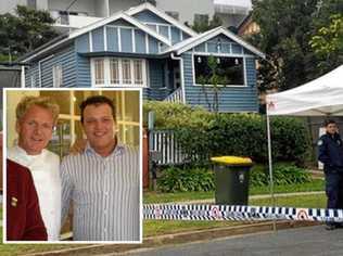 Peter Milos with celebrity chef Gordon Ramsay (inset) and the scene of his death. Picture: Kristian Silva