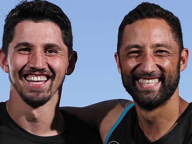 NZ Rugby League Test player Benji Marshall and his brother and NZ Nines player Jeremy Marshall-King at Leichhardt Oval, Sydney ahead of The Rugby League World Cup Nines. Picture: Brett Costello