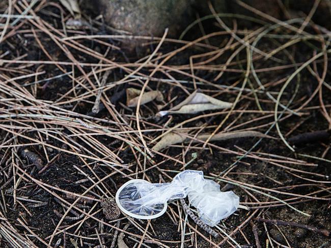 Condom found where children play at Deepwater Park. Picture: Carmela Roche