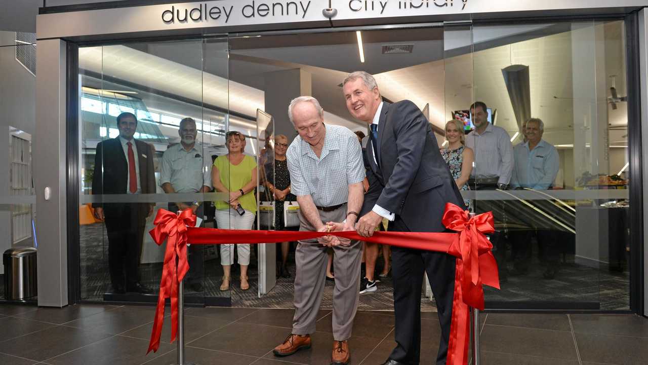 David Denny and Mayor Greg Williamson cut the ribbon to officially open the Dudley Denny City Library. Picture: Tony Martin